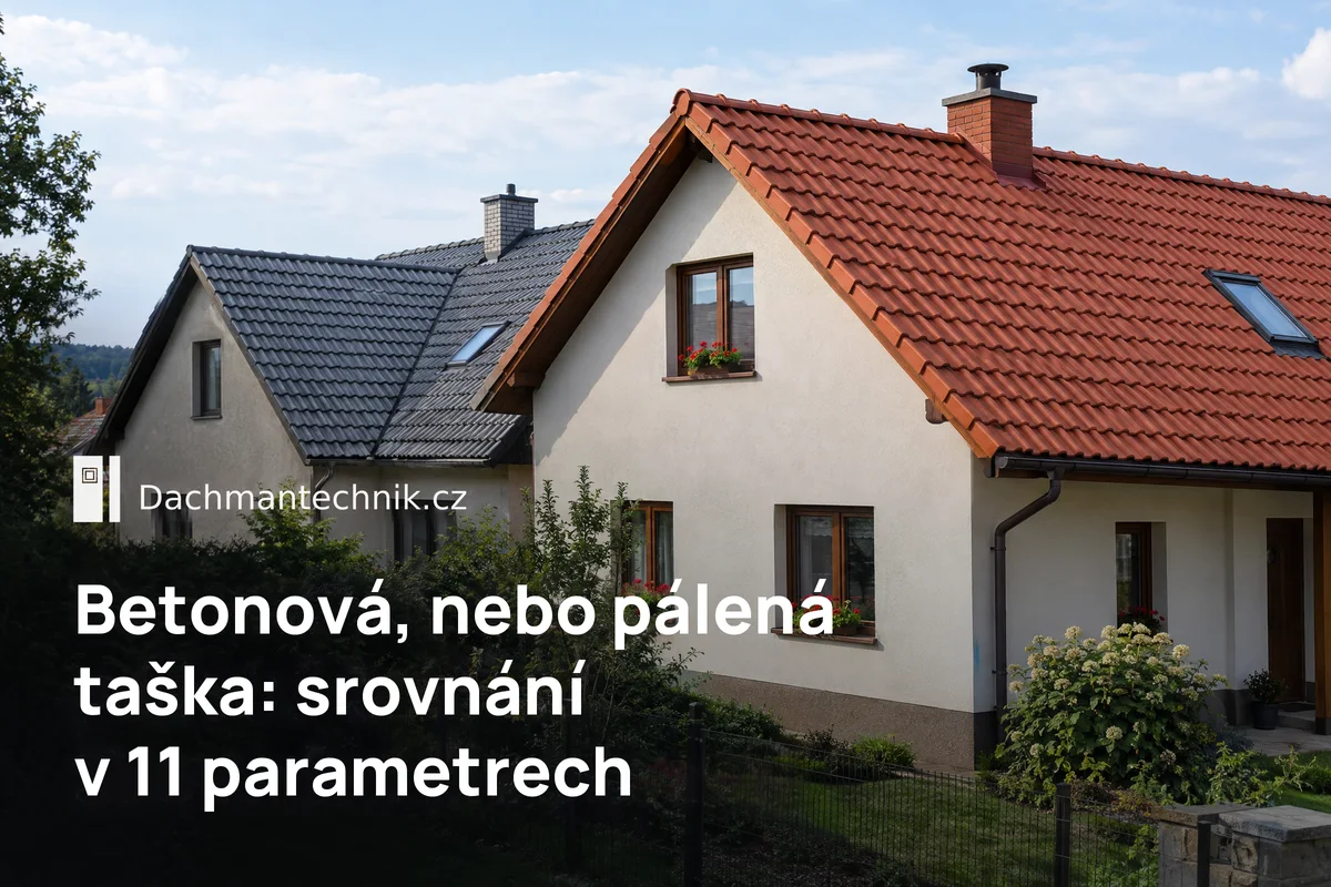 Rodinné domy s betonovou a pálenou taškou vedle sebe – betonová nebo pálená taška