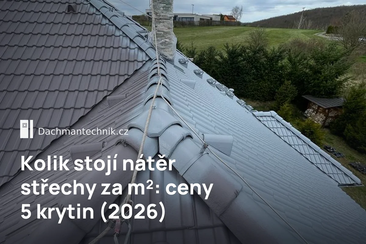 Tašková střecha po nástřiku, pohled podél nároží – nátěr střechy cena