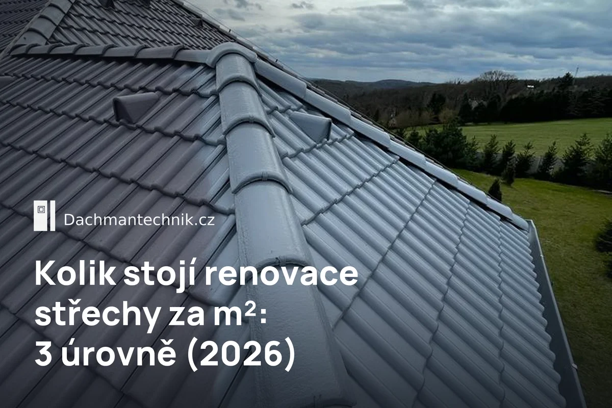 Betonové tašky po renovačním nástřiku, detail hřebene – renovace střechy cena