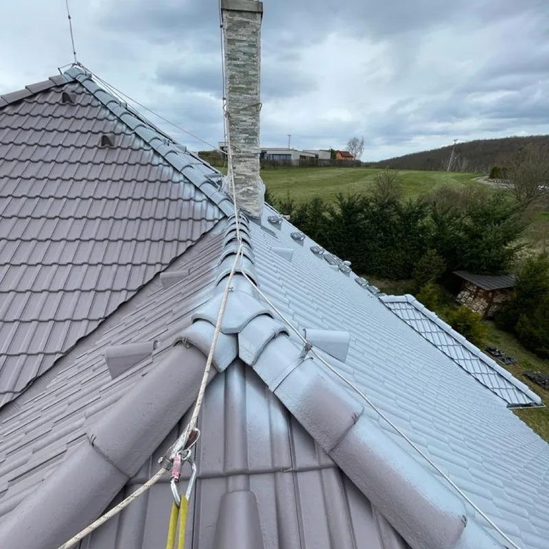 Střecha z betonových tašek po renovačním nástřiku, realizace Dachmantechnik